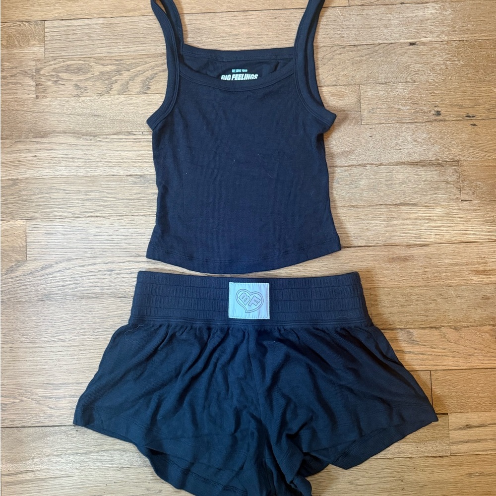 Alice + Olivia Big Feelings Black Pajama Set Intimates & Sleepwear